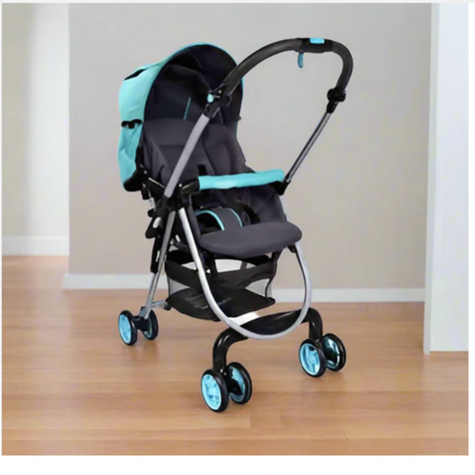 Turquoise baby stroller - indoor