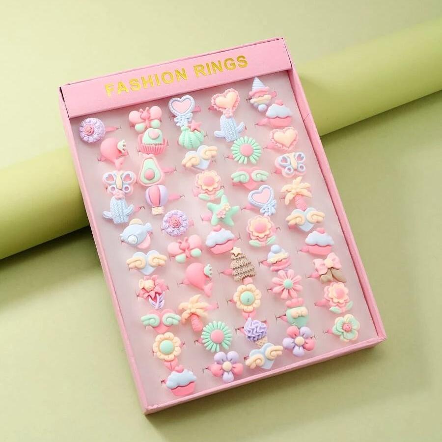 Kids Girl Cartoon Makeup Rings MJ Toys