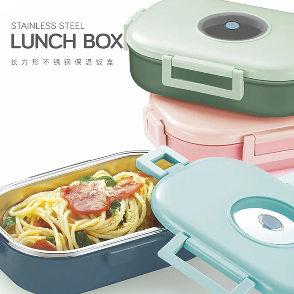 School Lunch Box stainless steel with four side safety lock 710ML MJ Toys