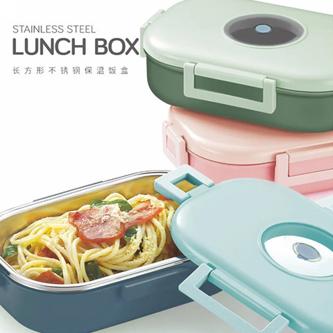 School Lunch Box stainless steel with four side safety lock 710ML MJ Toys