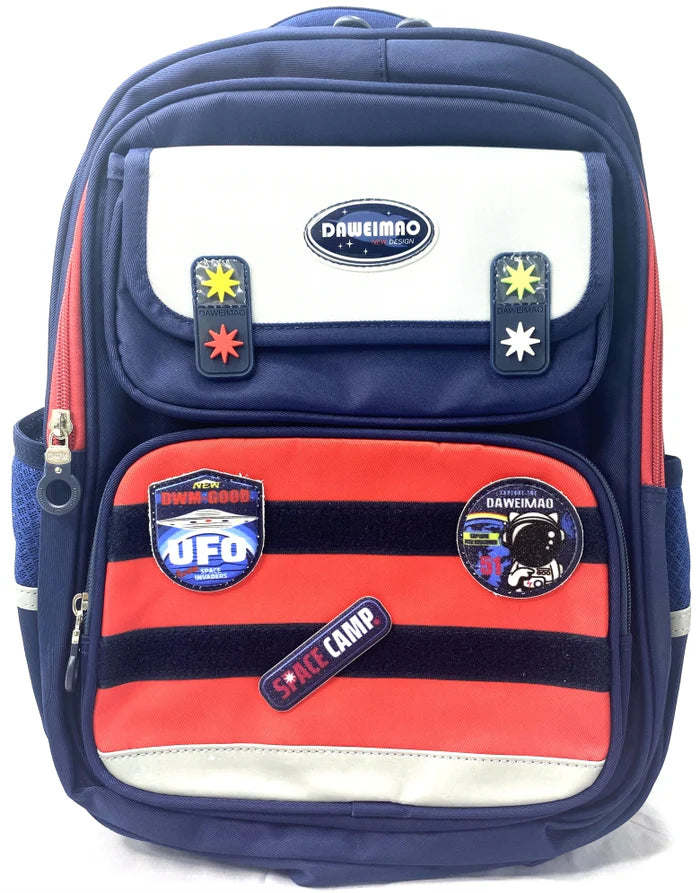 Daweimao Kids' Backpack – Space Theme, Astronaut & UFO Patches, Durable, Stylish, Multi-Pocket, School Bag for Boys & Girls MJ Toys