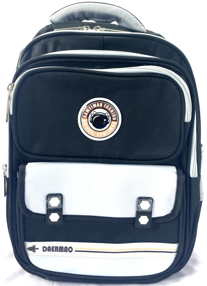 Daermao Kids' Backpack – Black & White, Durable, Lightweight, Multi-Pocket, Waterproof School Bag for Boys & Girls with Astronaut Design MJ Toys
