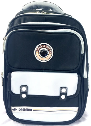 Daermao Kids' Backpack – Black & White, Durable, Lightweight, Multi-Pocket, Waterproof School Bag for Boys & Girls with Astronaut Design MJ Toys