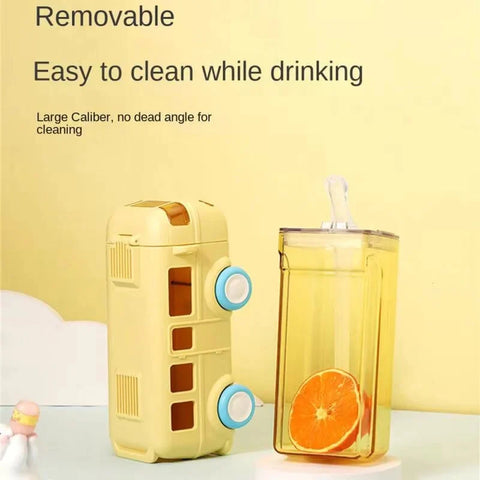 Bus Buddy – 500ml Kids Water Bottle with Moving Wheels & Silicon Straw MJ Toys