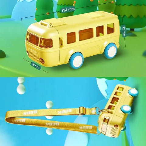 Bus Buddy – 500ml Kids Water Bottle with Moving Wheels & Silicon Straw MJ Toys