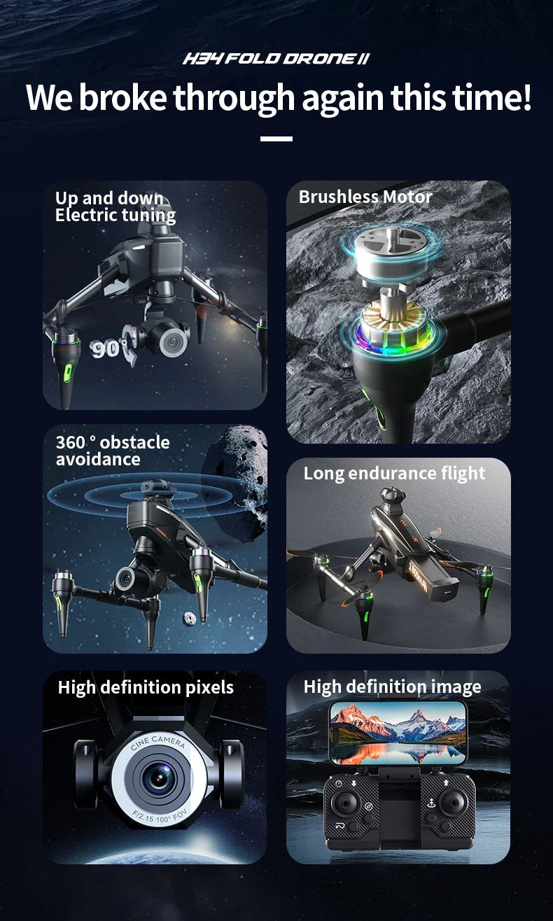 H34 Professional Drone With 4K HD Dual Camera 360 Rotate MJ Toys