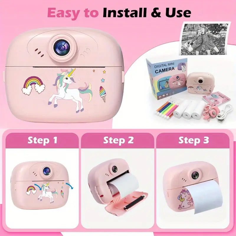 Multifunction Unicorn Instant Print Kids Dual Camera With VideoGraphy And Photography MJ Toys