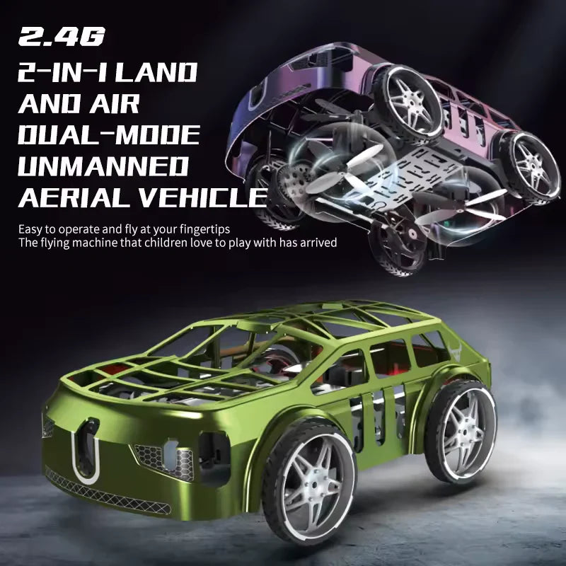 2in1 Remote Control Mini Drone Car With Lights MJ Toys
