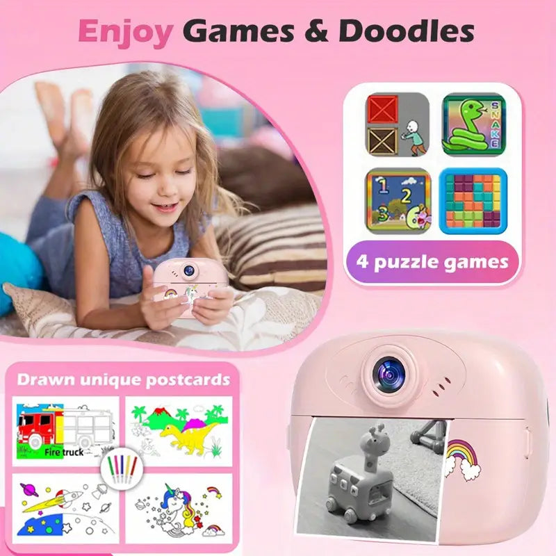 Multifunction Unicorn Instant Print Kids Dual Camera With VideoGraphy And Photography MJ Toys