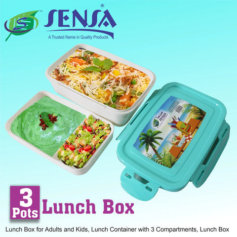 Sensa Plastic Lunch Box 3 Pots MJ