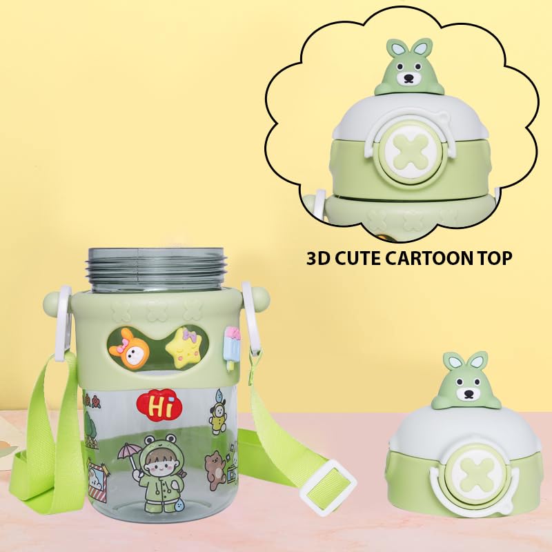 Cute Cartoon Bear on Top Water Bottle with Sipper BPA Free Bottle MJ Toys