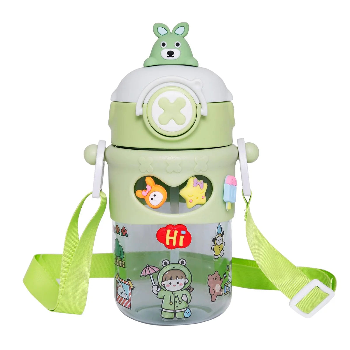 Cute Cartoon Bear on Top Water Bottle with Sipper BPA Free Bottle MJ Toys