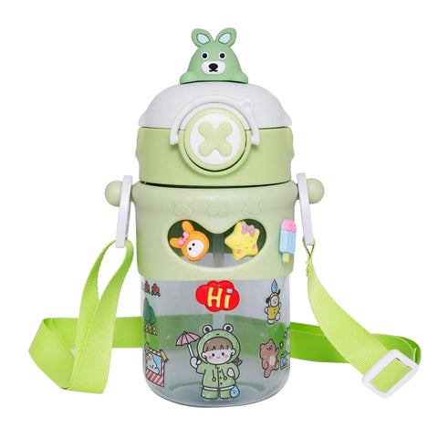 Cute Cartoon Bear on Top Water Bottle with Sipper BPA Free Bottle MJ Toys