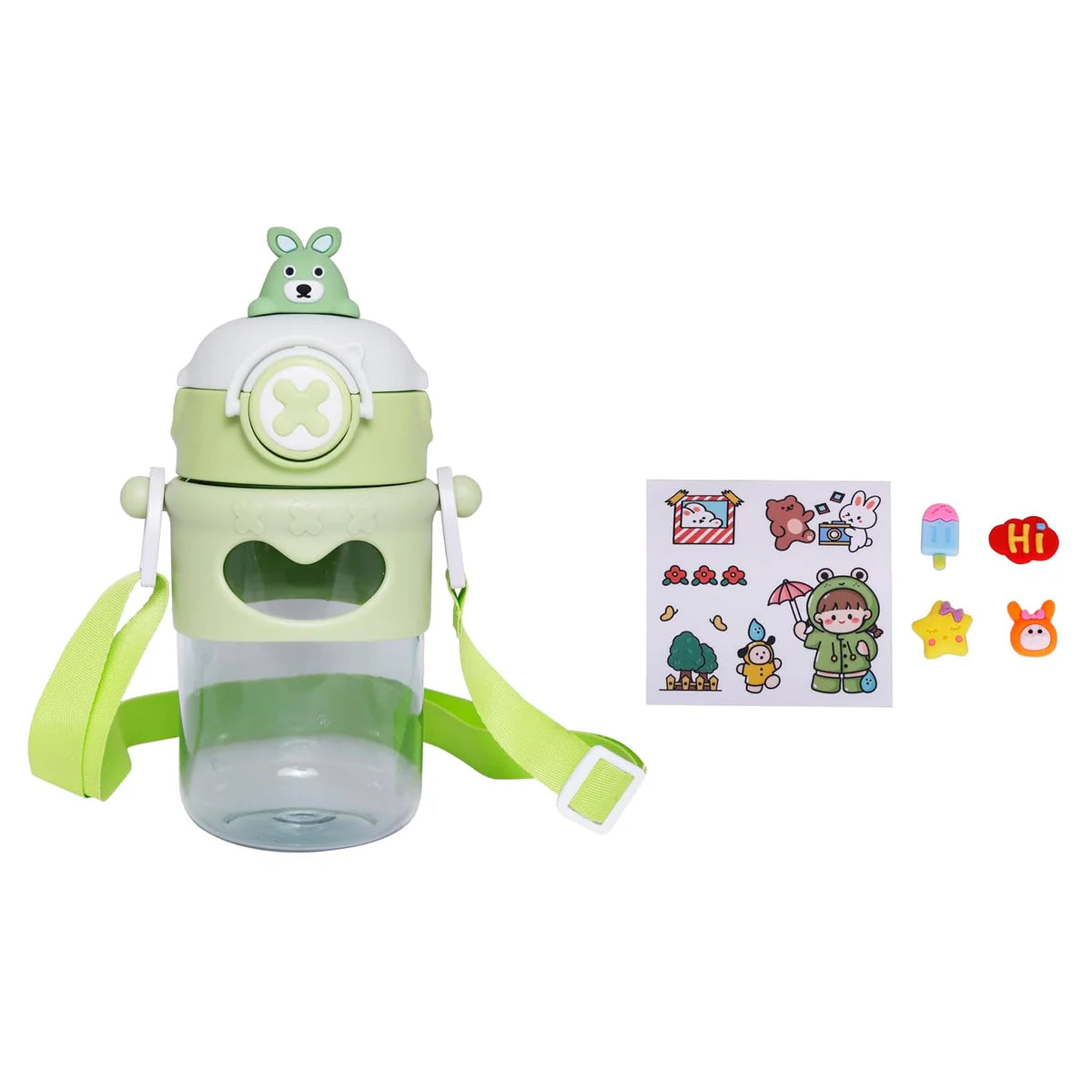 Cute Cartoon Bear on Top Water Bottle with Sipper BPA Free Bottle MJ Toys