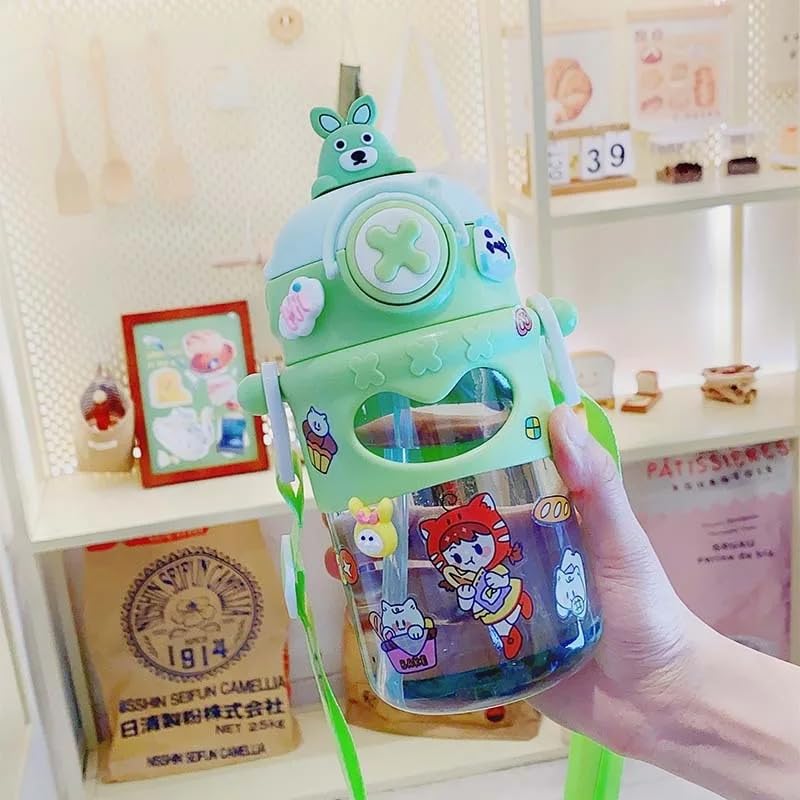 Cute Cartoon Bear on Top Water Bottle with Sipper BPA Free Bottle MJ Toys