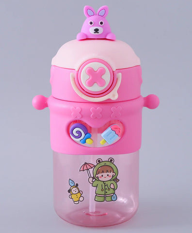 Cute Cartoon Bear on Top Water Bottle with Sipper BPA Free Bottle MJ Toys