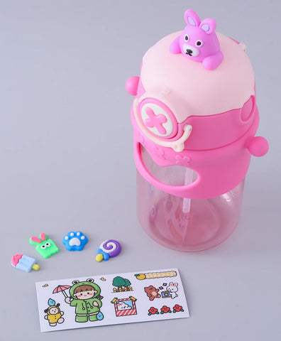 Cute Cartoon Bear on Top Water Bottle with Sipper BPA Free Bottle MJ Toys