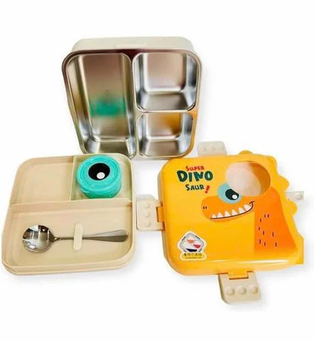Lunch Box Dino 3 Grid Insulated Stainless Steel Lunch Box MJ Toys