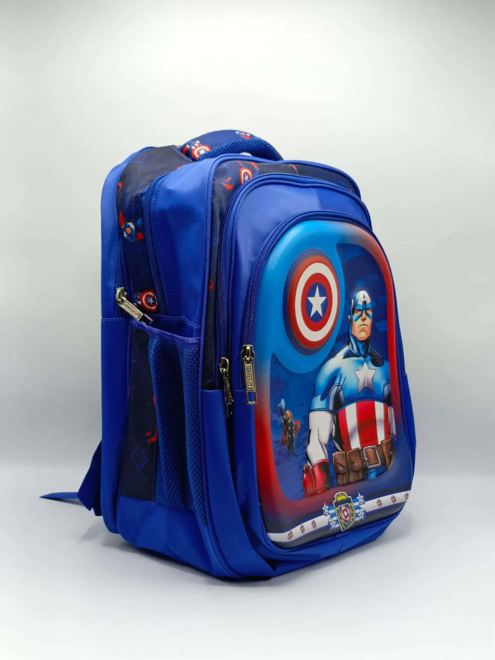 Captain America School Backpack – 3D Superhero Bag for Boys (Class 4 to 8) MJ Toys