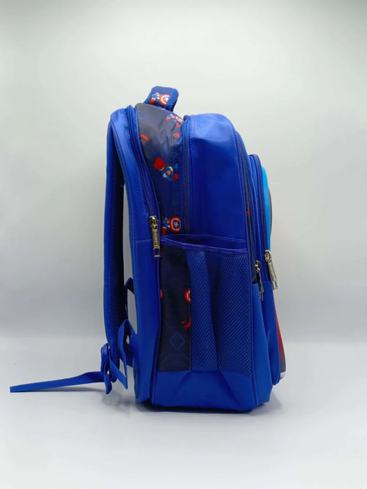 Captain America School Backpack – 3D Superhero Bag for Boys (Class 4 to 8) MJ Toys