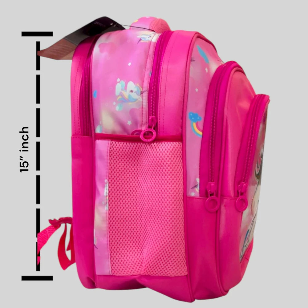 Unicorn Theme D-2 School Bag For Grade KG & 1 MJ Toys