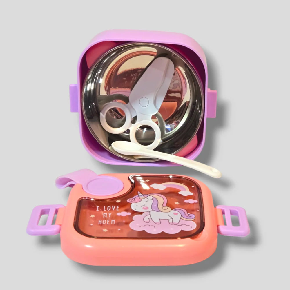 Unicorn Stainless Steel Lunch Box With Bowl and Spoon MJ Toys
