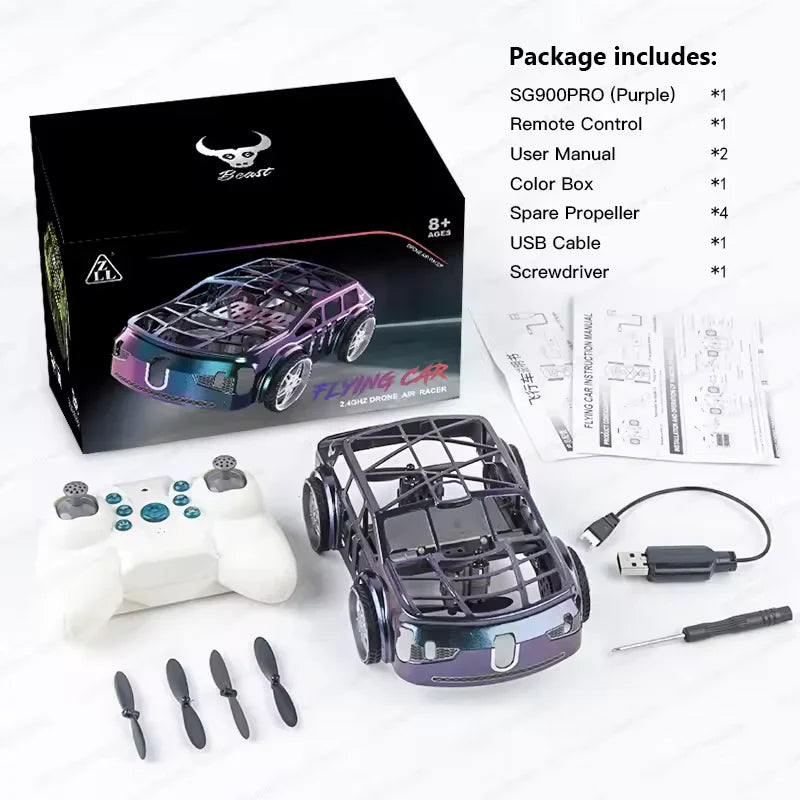 2in1 Remote Control Mini Drone Car With Lights MJ Toys
