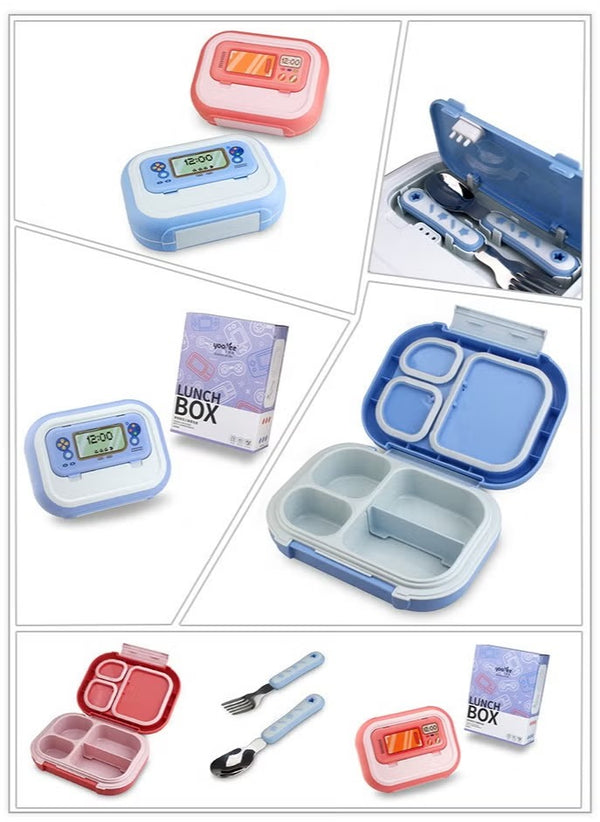 Leakproof Bento Lunch Box with 4 Compartments, Spoon & Fork for Kids, Adults, School, Work MJ Toys
