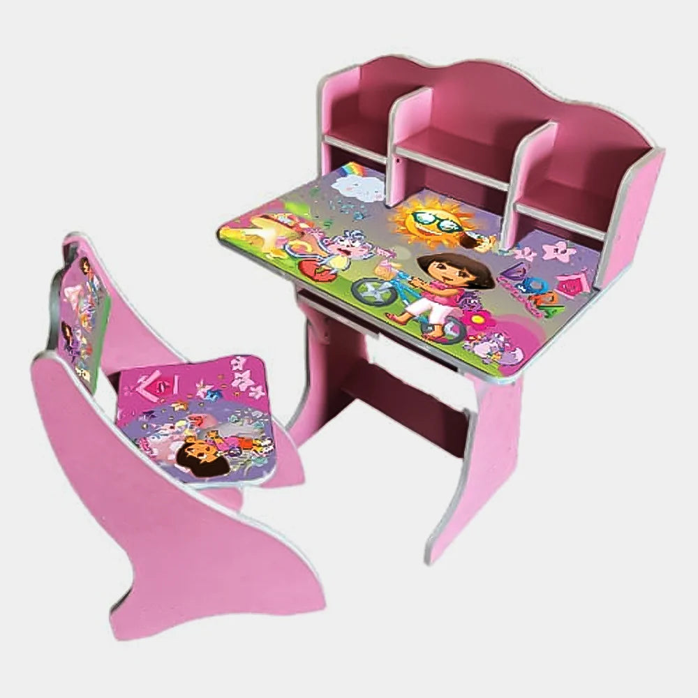 Dora Adjustable Study Activity Table with Chair - Pink MJ Toys