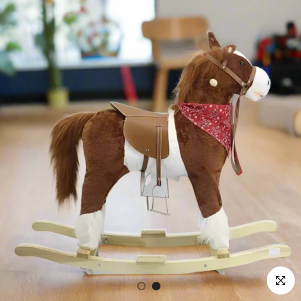 Brown rocking horse side view - clean