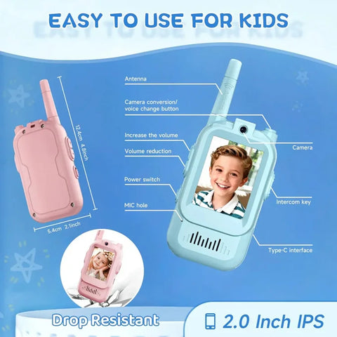 2-Pcs Rechargeable Kids Video Walkie Talkie Set MJ Toys