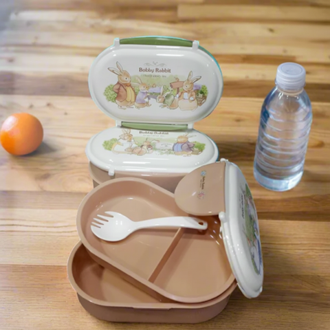 Lunch box opened - wooden table