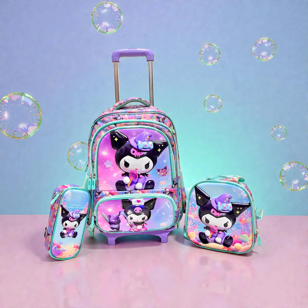 Kuromi School Trolley Bag Set For Grade 1 to 3 MJ Toys