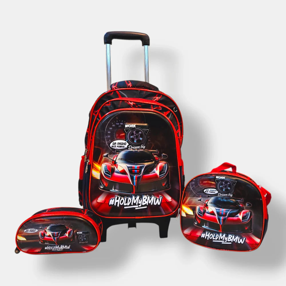 Car School Trolley School Bag Set For Grade (1 to 3) Detachable MJ Toys