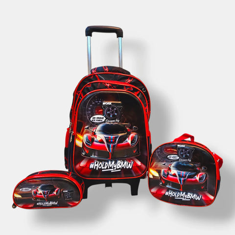Car School Trolley School Bag Set For Grade (1 to 3) Detachable MJ Toys