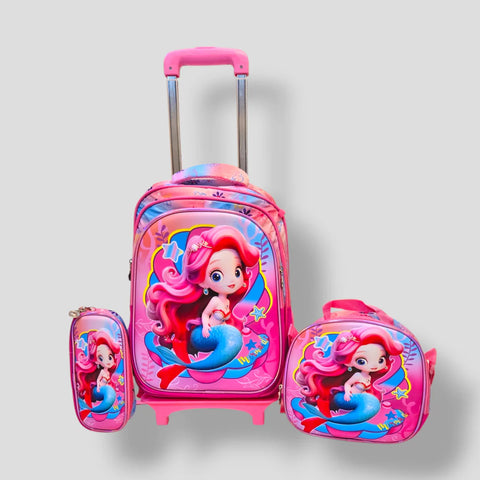 Mermaid 16-Inch School Trolley Bag for Grade 1 to 3 MJ Toys