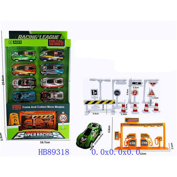 Alloy Racing Cars with Traffic Signs