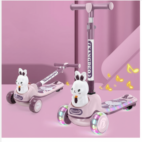 Two pink scooters with butterflies